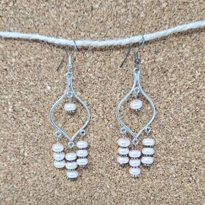 Chic Silver and Pink Beaded Earrings